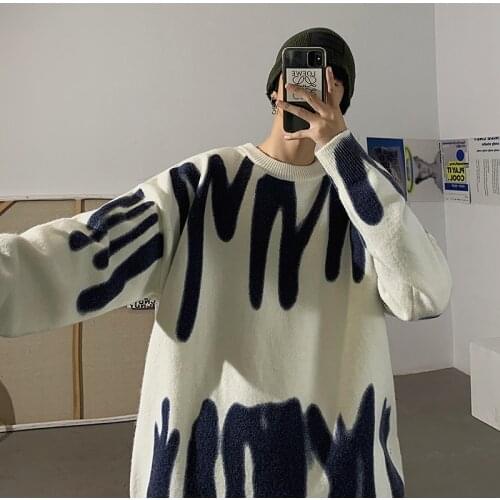 Autumn and winter thick sweater mens korean fashion loose round neck shirt personalized handsome couple sweater