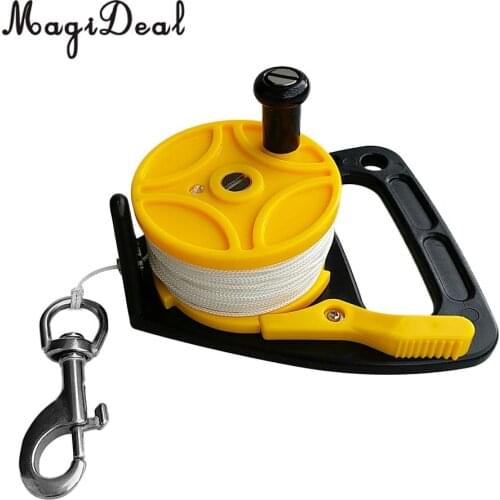 Portable Durable Yellow Plastic SMB Reel - Wreck Cave Scuba Diving Spool Kayak Anchor & Stainless Steel Single End Bolt Snap