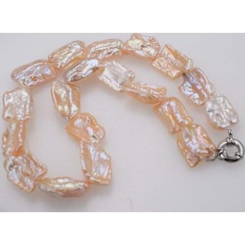 Freshwater pearl pink/purple biwa baroque reborn keshi necklace 18" 36"