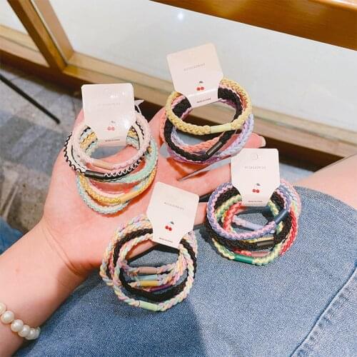MueRaa 6 Pcs Simple Wave Women Colorful Elastic Hairband Scrunchies Lady Sweet Fashion Korean Style Hair Accessories Hair Ties