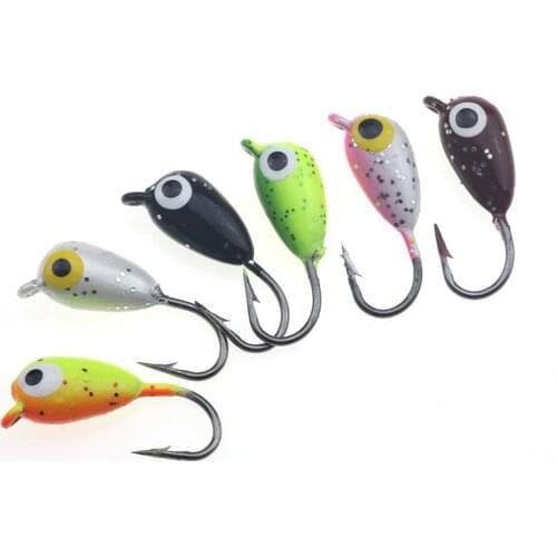 Rompin 6Pcs 18mm/2.3g Winter Ice Fishing Hook Lure Mini Metal Bait Fish Lead Head Hook Bait Jigging Fishing Tackle Fish Lures