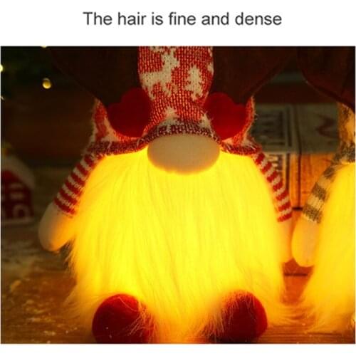 Christmas Antlers Glowing Gnome Desktop Ornaments Cute Elf Soft Doll Home Desk Craftwork Bedroom Decor Living Room