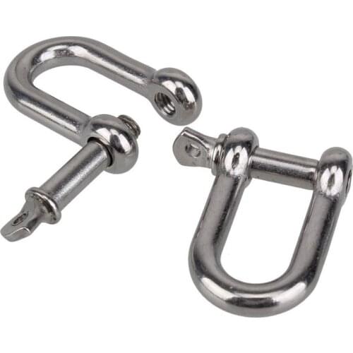M8/M10/M12 304 Stainless Steel D Type Shackle Short Paragraph Rigging 1/4 inch Shackle Hooks boat rigging hardware