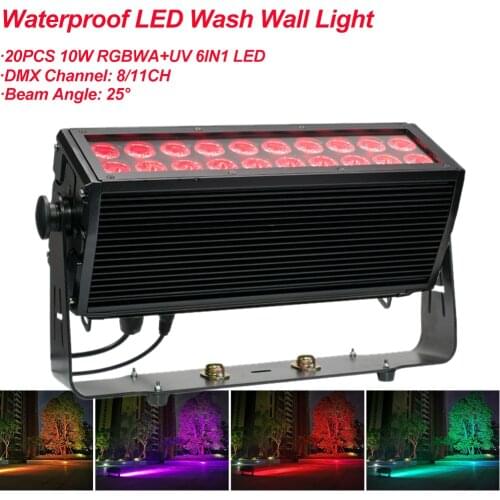 20x10W LED RGBWA+UV 6IN1 Waterproof Wash Wall Light DMX512 ip65 For Party Nightclub Bar DJ Disco Party Christmas Show Lamp