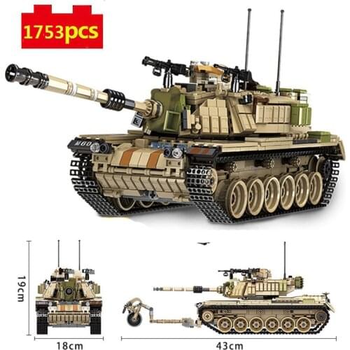 World War II Military series American Armored Force M60 Main Battle Tank DIY Model Building Blocks Bricks Toys Gifts