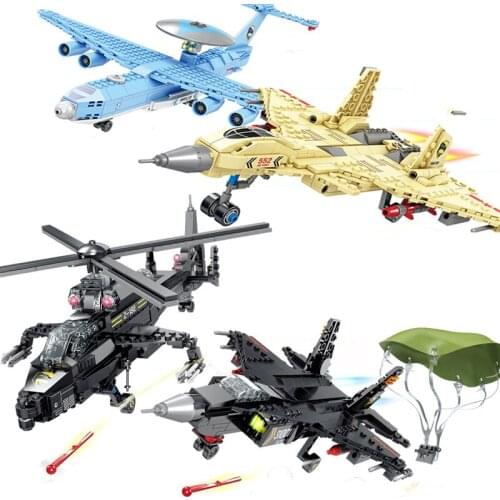 Military SWAT team plane Model kit City police armed Helicopters Ju-31 Fighter building blocks DIY brick toys for kids IDEAS WW2