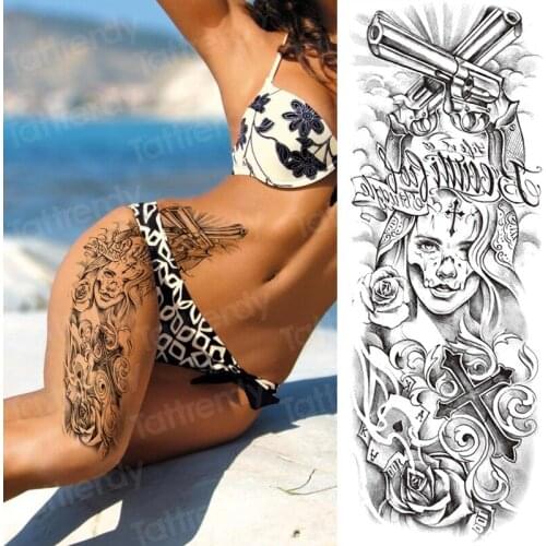 Temporary tattoo arm sleeves waterproof temporary tattoos large body art thigh leg sexy fake tatoo big stickers bikini beach