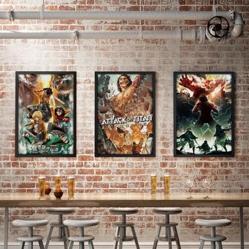 WTQ Canvas Painting Anime Posters Attack on Titan Style Japanese Cartoon Comic Wall Decor Wall Art Picture Room Decor Home Decor