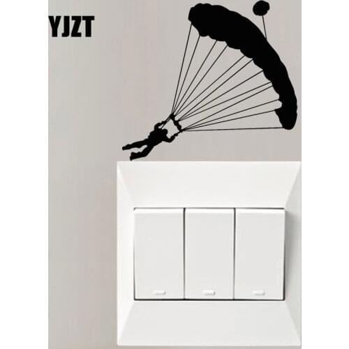 YJZT Skydiver Parachute Extreme Sport Switch Decoration Sticker Home Decorative Wall Stickers 8SS2194