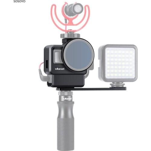 Protective Housing Case Frame Cage Set with extension Mount Bar Bracket For LED Video Light Microphone GoPro 5 6 7 Camera