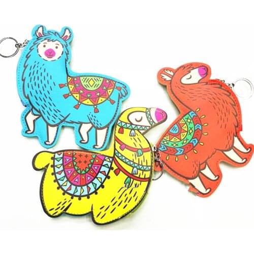 M100 Cartoon Women Purses Cute Animal Pattern Alpaca Bird Love Zero Wallet Key Buckle Coin Purses Women Girl Gift Wholesale