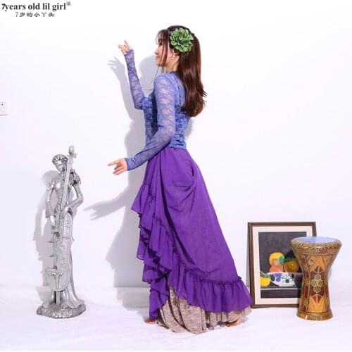 Belly Dance Lace Top Long Sleeve Women Practice Gypsy Clothing HCC03