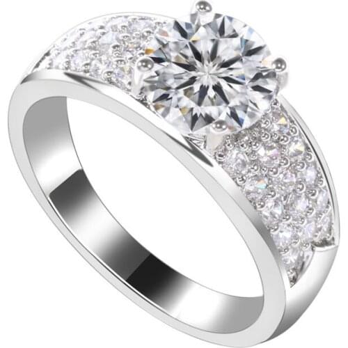 Fashion ring full zircon round CZ ring for women wedding jewelry