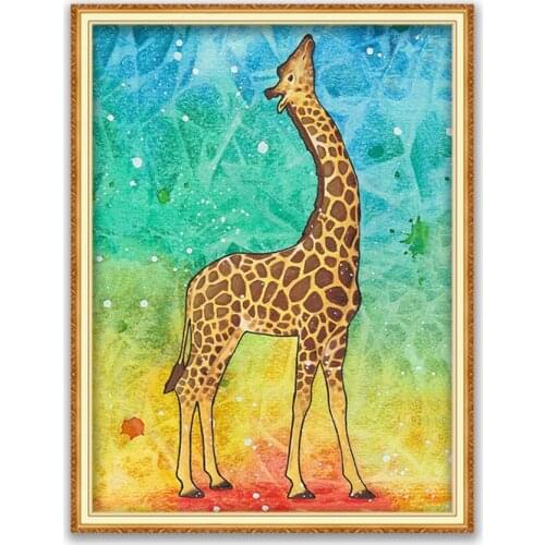 Animal Giraffe DIY Embroidery Cross Stitch 11CT Kits Needlework Craft Set Cotton Thread Printed Canvas Home Decoration On Sale