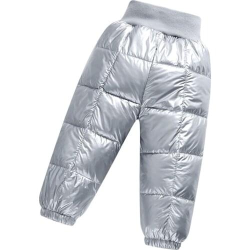 Winter High Waist Thick Childrens Down Cotton-Padded Trousers Boys Autumn Comfortable Clothes Girls Warm Pants Solid Color 2020