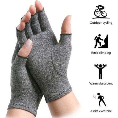 1 Pair Compression Arthritis Cycling Glove Wrist Support Relief Joint Pain Half-finger MTB Road Bike Glove Brace Riding Gloves