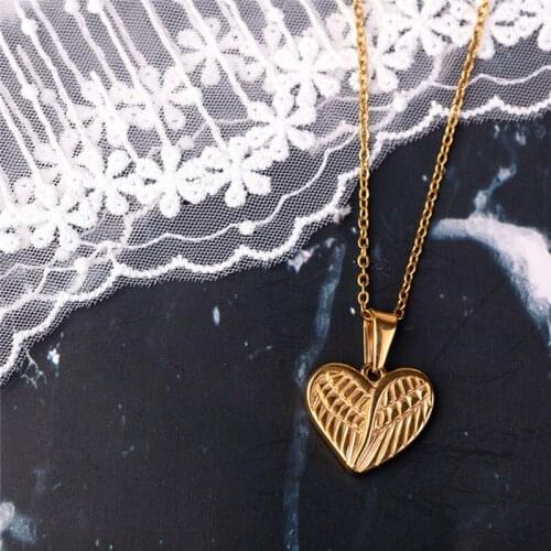 100% Stainless Steel Wing Pendant & Necklace For Women Golden Metal Angel Wing Charm Choker