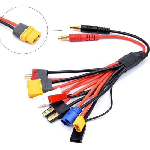 30cm 8in1 Soft Silicone Charging Wire XT60 Plug Connector to XT60 XT30 T Futaba JST EC3 Tamiya TRX Wire Cable for RC Charger