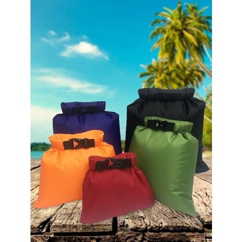 5 pieces/set of outdoor swimming waterproof bag, multifunctional portable camping storage drying bag with adjustable hook #W