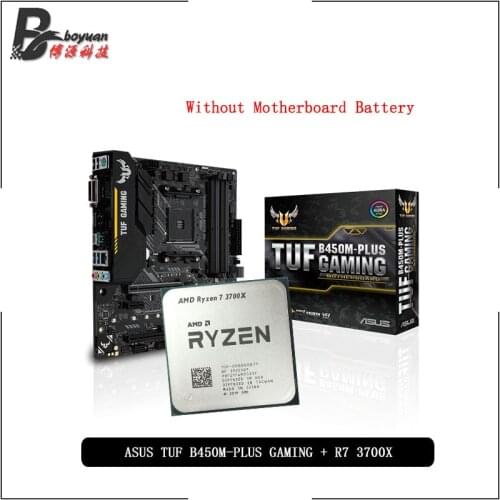 AMD Ryzen 7 3700X R7 3700X CPU + Asus TUF B450M PRO GAMING Motherboard Suit Socket AM4 CPU + Motherbaord Suit Without cooler