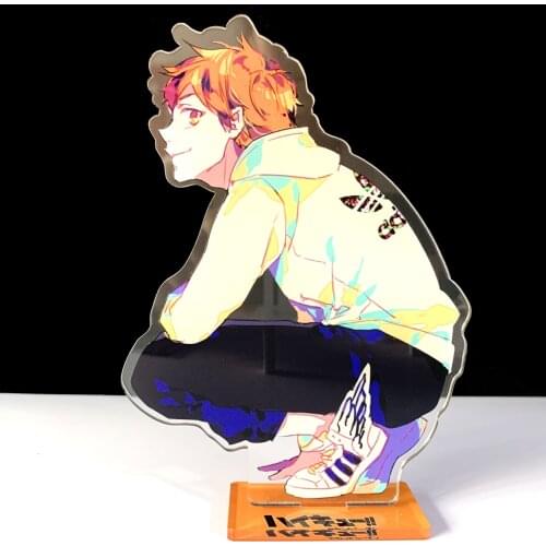 Anime Haikyuu!! Acrylic Desk Standing Model Plate Keychain Two-sided Cartoon Print Hinata Shoyo Figures Plate Holder Stand Gift