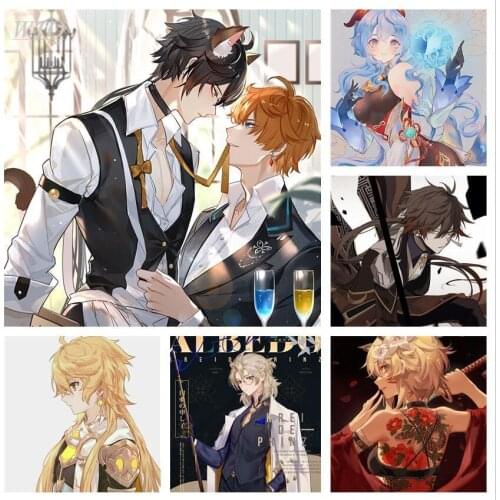 Genshin Impact Anime Posters Canvas Painting Retro Poster Wall Decor Poster Wall Art Picture for Living Room Decor Home Decor