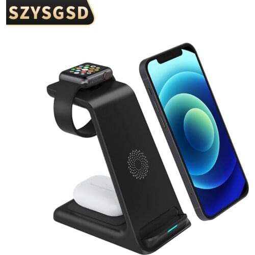 SZYSGSD Qi Wireless Charging Stand for iPhone 12 12 Pro XS Max Wireless Charger 3 in 1 for Apple watch 6 5 4 Charger Airpods Pro
