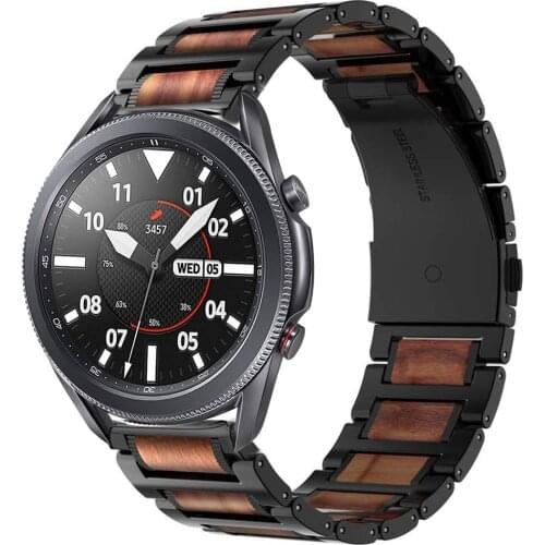 For samsung galaxy watch 3 45mm 41mm band galaxy watch 46mm active 2 Natural Wooden Link Bracelet for huawei watch gt 2e 2 strap