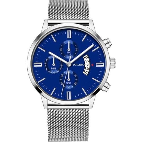 Top Men Calendar Watches Mens Stainless Steel Mesh Watch For Men Business Casual Quartz Watch Relogio Masculino Male Wristwatch