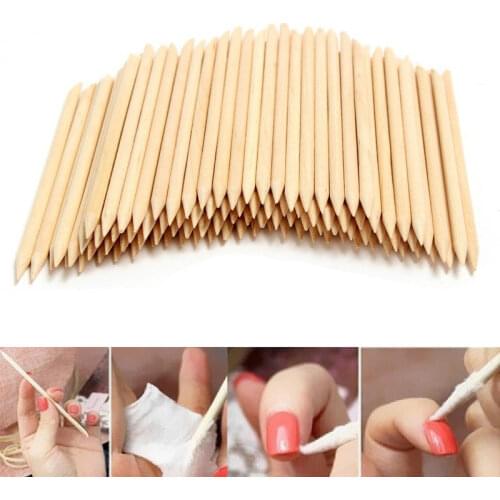100pcs/pack Wooden Nail Stick,Professional Nail Art Manicure Pedicure Cuticle Pusher Remover,Nail Rhinestone Dotting Pen Tools