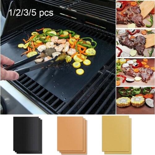 Dropshipping 3Color Ptfe Non-stick BBQ Grill Pad Barbecue Baking Pad Reusable Cooking Plate 40*33cm For Party Grill Mat Tools