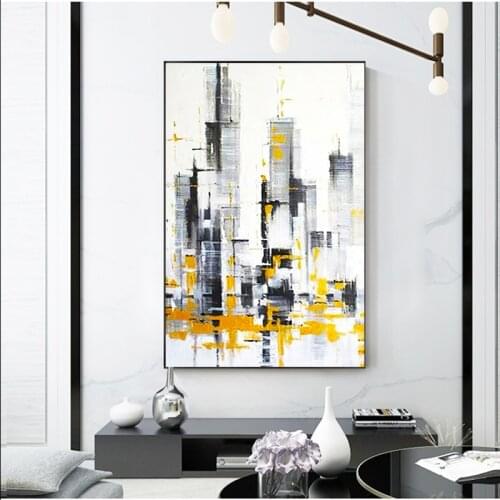 Art July Pure Hand-painted Decorative Painting City Scenery Entrance Living Room Bedroom Modern Canvas Painting Mural