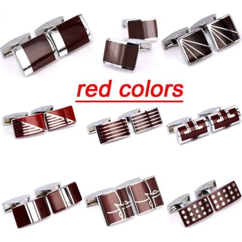 HYX High Quality Hot Sale Stamping Gemelos Mens Red Desinger Brand Luxury Custom Enamel Cufflinks Free Shipping