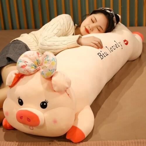80-120cm Giant Lovely Soft Down Cotton Pig Plush Doll Stuffed Pink Pig Plush Pillow Doll Baby Appease Pillow Gift for Girlfriend