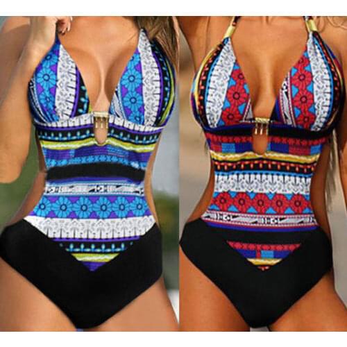Summer Sexy Halter Top Bandage Swimwear Female Vintage Bathing Suit Retro One Piece Ladies Monokini Beachwear Swimsuit