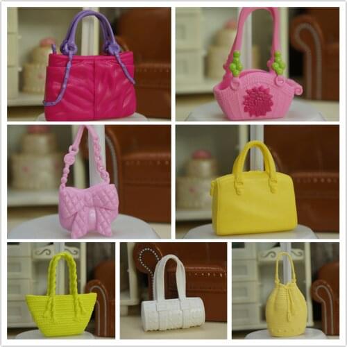 Fashion Shoulder Bag Casual Bags For Barbie Dolls Mixed Colors Doll Handbags Girl Birthday Gifts Dollhouse Xmas Gift