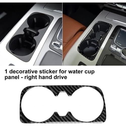 Cup Holder Panel Sticker Carbon Fiber Trim Cup Holder Decorative Frame Decal Right Hand Drive for Audi New Q7 SQ7 4M 2016-2019