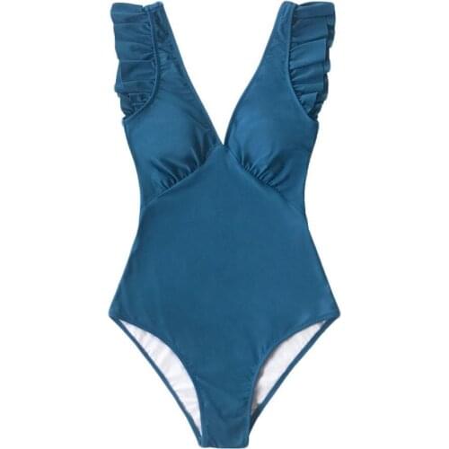 Solid Color One-piece Women Sexy Summer Beachwear Bikini Bathing Suit Swimwear