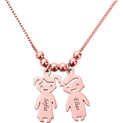 Uonney Dropshipping Personalized Kids Charms Necklace Stainless Steel Jewelry Present for New Mom Women Gift Jewelry