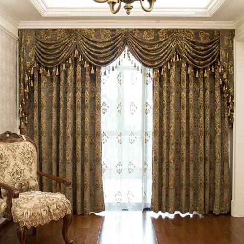Europe and Americas top luxury 4D jacquard villa curtains for Bedrooms with high quality embroidered tulle for Living Room371#4