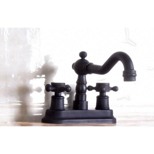 Black Color Oil Rubbed Bronze 2 Handles Swivel Spout Kitchen Bar Sink Bathroom Two Holes Basin Faucet Mixer Tap anf149