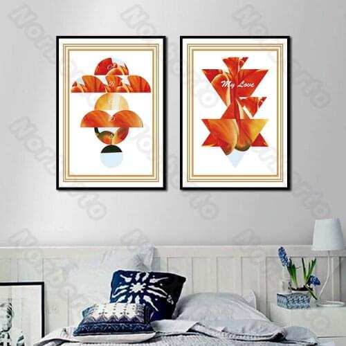 Modern Fashion Style Canvas Painting and Posters Wall Special Patterns with Some Parts of Red Flowers for Home Rooms Decoration