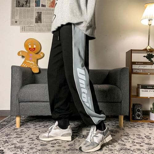 Sportswear mens loose legging trend personalized casual pants 2021 new Harajuku style straight pants