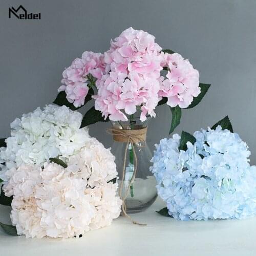 Meldel Wedding Bouquet Bridal Hydrangea Bunch of Flowers Pink Bridesmaid Artificial Hydrangea DIY Bouquet Home Party Decorations