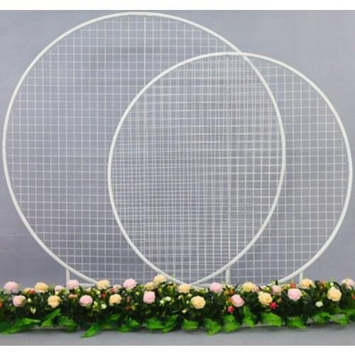 Wedding Decor Props Wrought Iron White Grid Circle Wedding Arch Backdrop Flower Frame DIY Wedding Festival Stage Flower Shelf