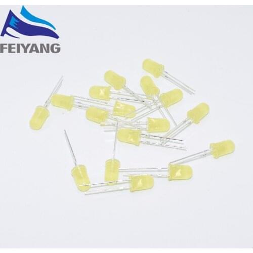 SAMIORE ROBOT Smart Electronics 100pcs/lot F5 5MM Round Yellow Color Highlight Diffused Round DIP Light-Emitting Diode LED Lamp