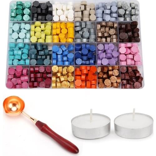 Vintage Octagonal Sealing Wax Tablet Set with Spoon Sealing Stamp for DIY Scrapbooking Wedding Decorative Invitation Sealing