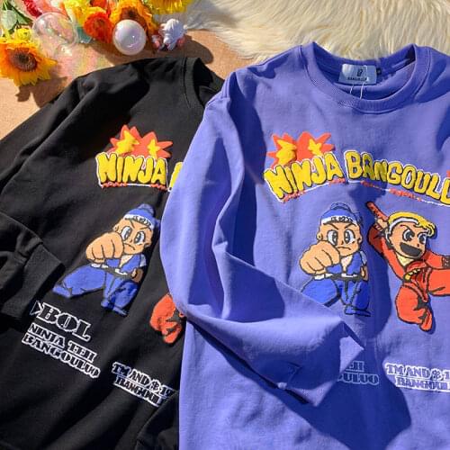 Harajuku Japanese Fashion Cartoon Letters Printing Sweatshirt Women Hip Hop Vintage Streetwear 2021 New Kawaii Teens Clothes