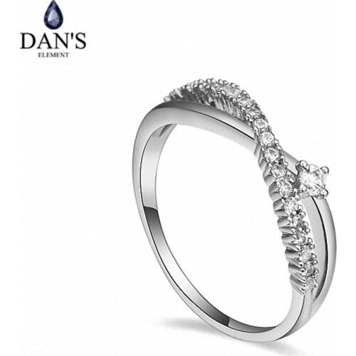 DANS Real Austrian Crystals Brand AAA Zirconia Micro Inlays Fashion Ring for women New Geometric 108712white