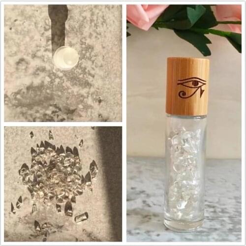 10ml Natural Gemstone Roller Ball Bottle Filling Essential Oil Roll On Thick Glass Bottles With Crystal Chips Parfume Bottle